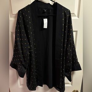Ann Taylor Black Kimono with Subtle Gold Details, size M/L. NWT.